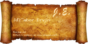 Jámbor Ervin névjegykártya