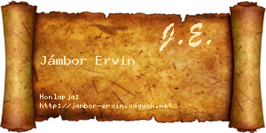 Jámbor Ervin névjegykártya