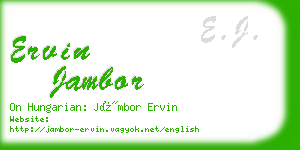 ervin jambor business card